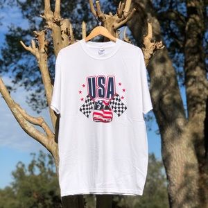 Vintage USA Stock Car Racing White T-shirt XL